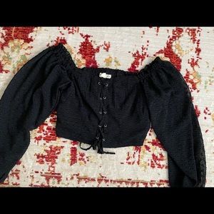 Black Off Shoudler Peasant Top